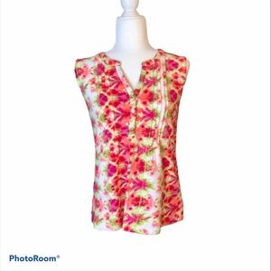 Caribbean Joe Summer Floral Tank Top, Size Medium